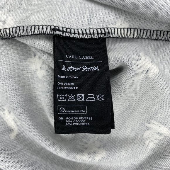 & Other Stories Black White Shift Mini Long Sleeve Dress Cactus Print 4 - Picture 5 of 15